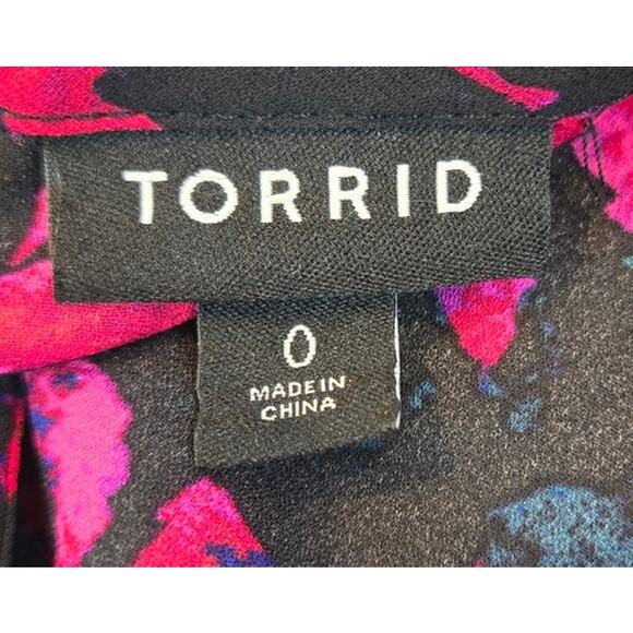 Torrid Womens Plus Leopard Print Georgette Bright Tie-Front Peplum Blouse Large - Picture 5 of 9